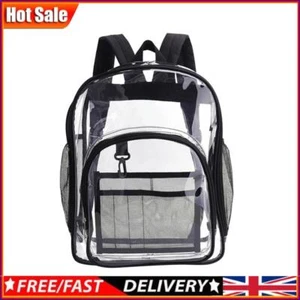 Mochila escolar de PVC transparente lisa impermeable con asa superior para el hombro (negro) - Imagen 1 de 9