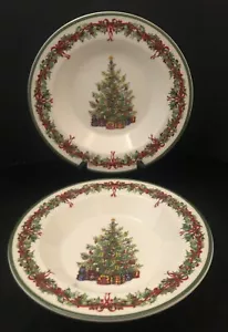 2 Christopher Radko Traditions Holiday Celebrations Round RIMMED SOUP BOWLS - Picture 1 of 6