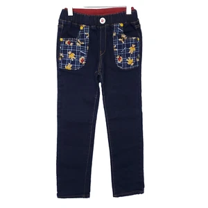 Bapulkids Blue Denim Jeans Pants Size 15 Patched Pockets Pattern Made in Korea - Picture 1 of 11