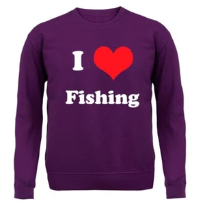 I Love Fishing - Kids Hoodie / Sweater - Equipment Angling Fisherman Fish Funny - Picture 1 of 20
