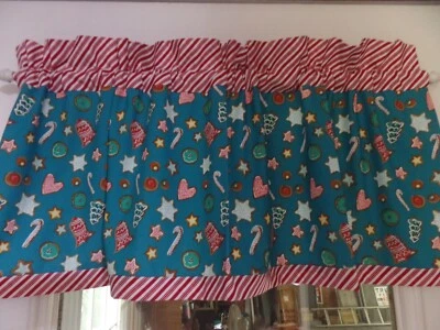 Christmas Pioneer Woman Handmade Window Valance, Frosted Cut-Out Cookies 41 x 16 - Image 1 of 4