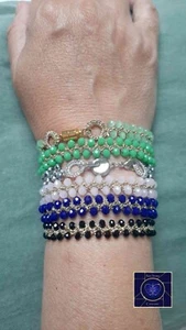 Bracciale fatto a mano uncinetto handmade donna filato gioiello cristalli - Foto 1 di 6