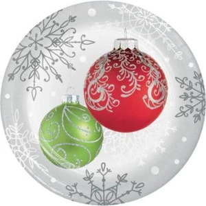 Christmas Elegant Bauble Ornaments Lunch Plates Xmas Party Tableware Settings - Picture 1 of 1