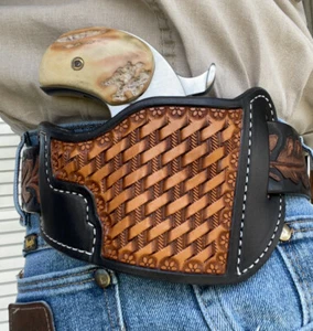 Leather Holster Bond Arms 2 1/2" Mini, Rawhide No Trigger Guard Ruff's Blk & Tan - Picture 1 of 3