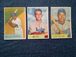 1954 Bowman 74 106 122 Furillo Gilliam Labine Brooklyn Dodgers Baseball Lot 3