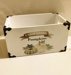 MINI PUMPKINS CRATE FARM FRESH TIERED TRAY FALL WOOD FALL AUTUMN DECOR - Picture 1 of 4