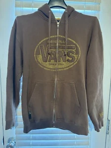 Vintage Vans 2000s Zip Up Hoodie Skate Center Logo Embroidered Brown Size L Y2K - Picture 1 of 6