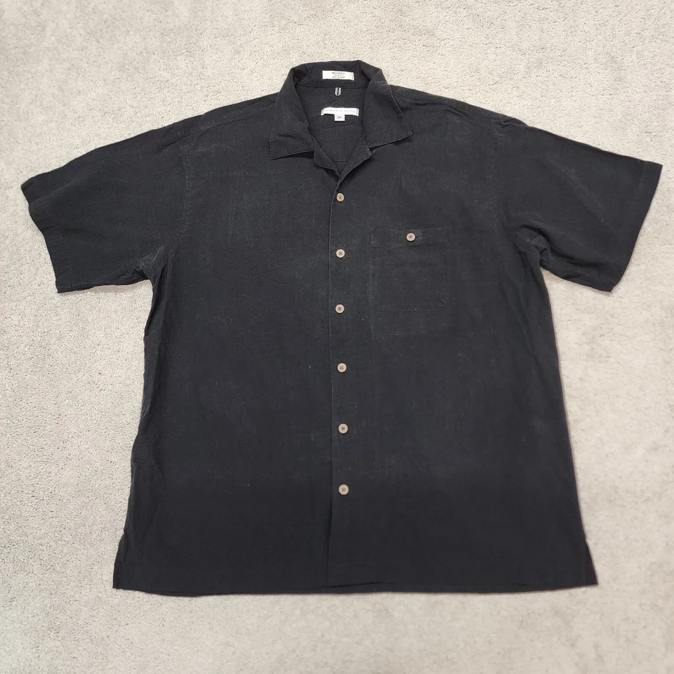 Camisa Geoffrey Beene Para Hombres Lavable Seda Manga Corta XLarge Negra Foto 1 de 4