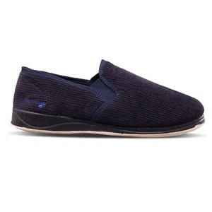 Padders Albert Men's Slippers - Wide G Fit - Navy - Comfy Memory Foam Insole