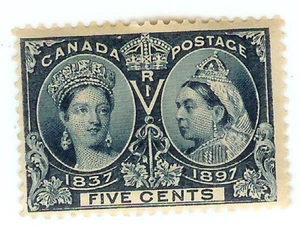CANADA STAMP - 5 CENT BLUE - VICTORIA JUBILEE - MH - Scott. 54 - Picture 1 of 2