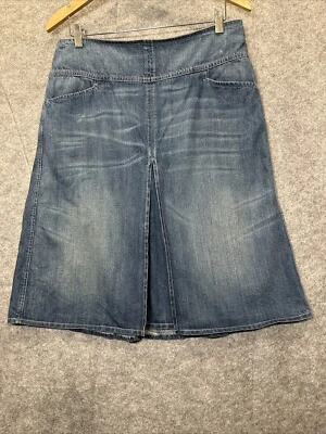 Benetton Womens Denim A-Line 70s Jean Skirt 12 Blue Cotton Y2K Boho Cottage Core - Image 1 of 4