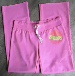 JOE BOXER SMILEY FACE PURPLE/PINK SWEATPANTS/LOUNGE WIDE LEG RAW EDGE WOMEN SZ M - Picture 1 of 6