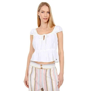 New NWT Women's Roxy Skippin Through Strappy Crinkle Top Flowy Fit White Size S - Picture 1 of 4