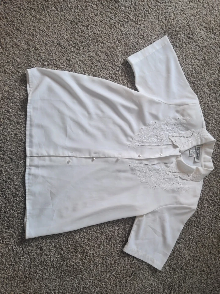 Blusa Vintage Christie & Jill Bordada Cuello Talla 8 Cottage Core Gma Core  Foto 1 de 4
