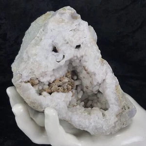4-1/2" Milky Quartz Crystal Cluster Calcite Natural Geode Mineral Specimen KYUSA - Picture 1 of 9
