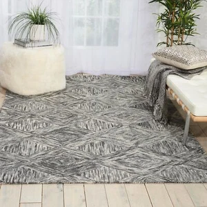 Nourison Linked Bohemian Charcoal 5' x 7'6" Area -rug, Easy -cleaning, Non - Picture 1 of 7
