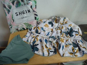 Parte inferior verde piedra, hojas parte superior de bikini con falda corta 1XL - Imagen 1 de 7