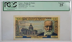 1957-58 Francia 500 francos Banque de France PCGS muy fino 25 - Imagen 1 de 2