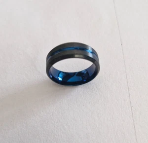 Men's Ring Brand New Black with Blue Streak Size 10 - Picture 1 of 23