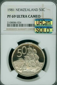 1981 NEW ZEALAND 50 CENTS NGC PF69  MAC ULTRA HEAVY CAM & SOLO FINEST SPOTLESS * - Picture 1 of 2