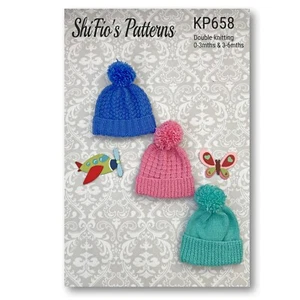 Patrón de tejido para sombreros de bebé - 3 diseños - KP658 - Imagen 1 de 8