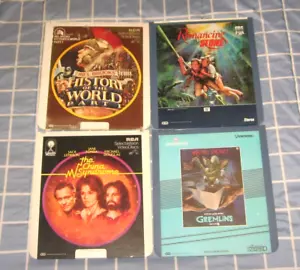 4 RCA Selectavision Videodiscs GREMLINS ROMANCING THE STONE HISTORY OF THE WORLD - Foto 1 di 2