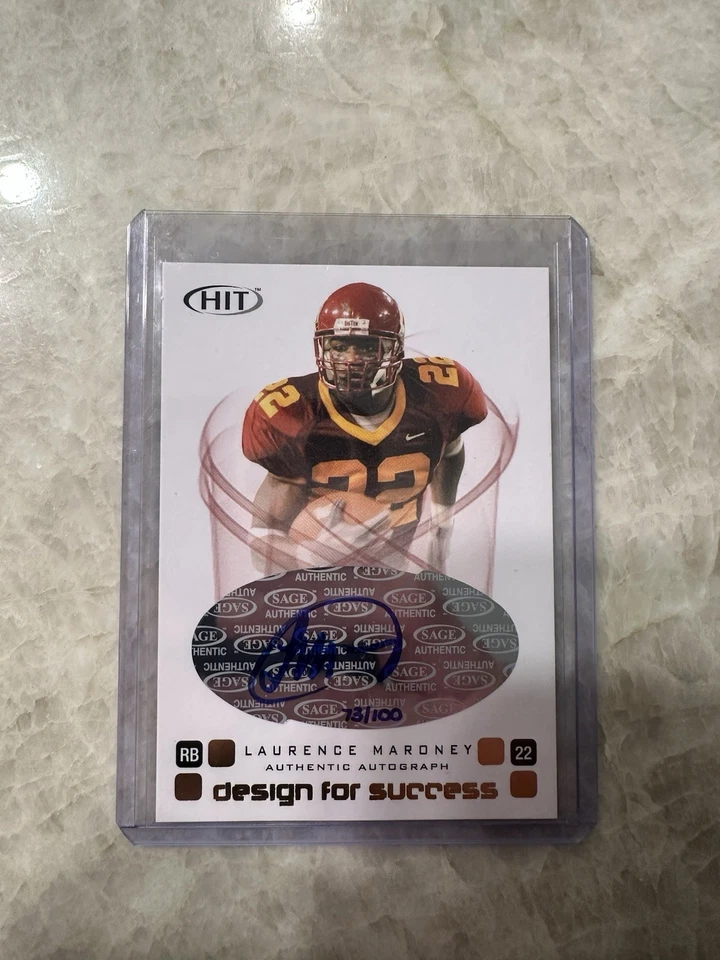 2006 SAGE Hit Design for Success /100 Laurence Maroney #D-22 Rookie Auto RC - Image 1 of 4