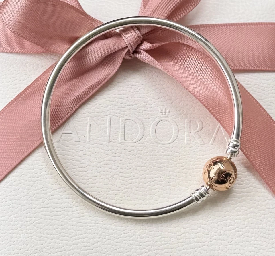 Original Pandora Armreif mit Kugelverschluss 925 Silber, Rosé #580713 17 cm - Bild 1 von 1