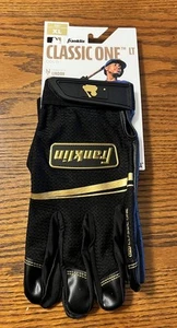 Franklin Sports MLB Classic One LT Baseball Batting Gloves - Black Gold Adult XL - Picture 1 of 4