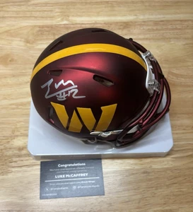 Luke McCaffrey Autograph Mini Helmet Washington Commanders Fanatics Under Wraps - Picture 1 of 8