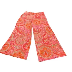 Pantalones Palazzo Lauren Ralph Lauren Para Mujer Brillantes Boho Paisley L Pierna Ancha Pull On - Imagen 1 de 7