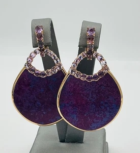 Ohrringe 18 Karat Gelbgold & lila Amethyst Damen Nachlass - Bild 1 von 6