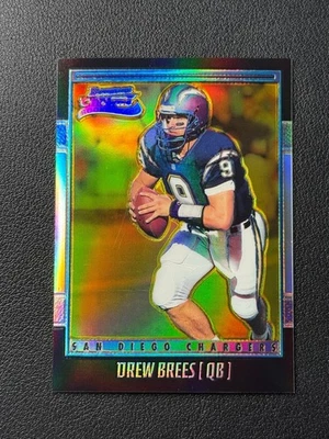 DREW BREES 2001 BOWMAN CHROME #144 GOLD REFRACTOR ROOKIE RC SAINTS SCRATCHES /99 - Image 1 of 4