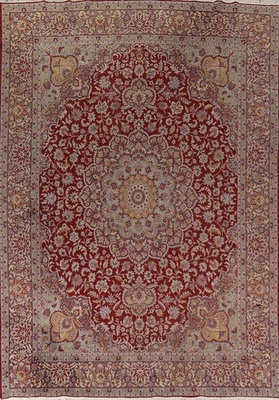 Red Medallion Turkish Area Rug 9x13 Traditional Style Floral for Living Room - Image 1 of 4