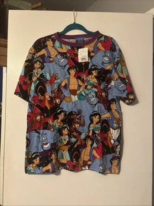 Tokyo Disneyland Aladdin T-shirt Adult L , Genie, Abu, Jafar Iago Jasmine NWT - Picture 1 of 2