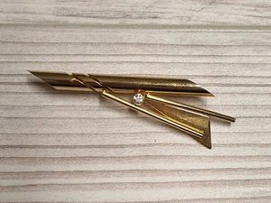Antique Brooch Floral Gold Coloured Stone Costume Jewellery Retro Design Vintage - Picture 1 of 7
