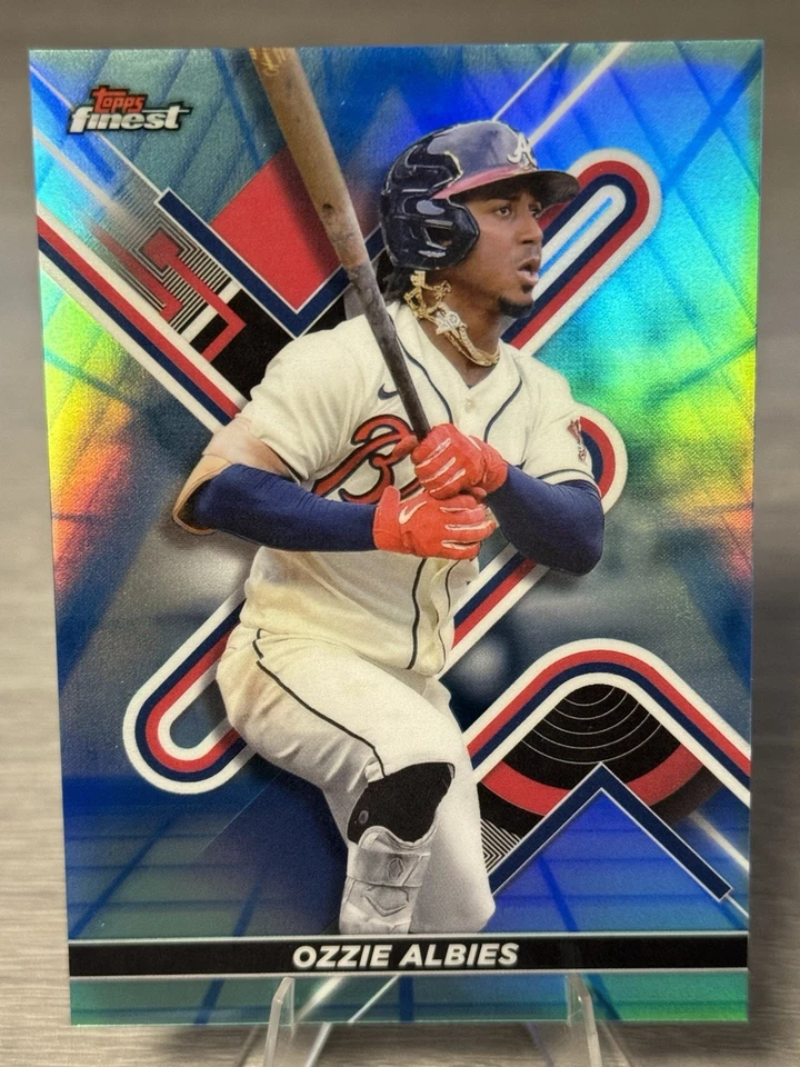 🔥⚾️OZZIE ALBIES 2022 Topps Finest Aqua Vapor Refractor /250 #ATLANTA BRAVES⚾️🔥 - Image 1 of 2