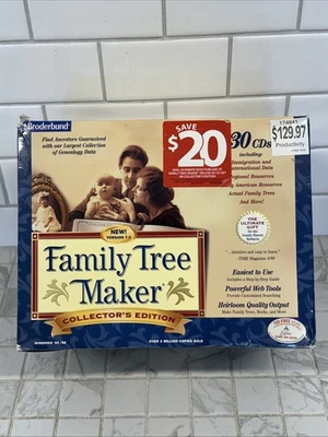 Family Tree maker 30 cd set Broderbund 7.0 for Windows FACTORY SEALED - Image 1 of 4