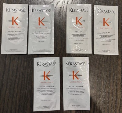 NEW 6X Kerastase Nutritive Shampoo Conditioner & Leave In Sample Packs Bain Lait - Image 1 of 4
