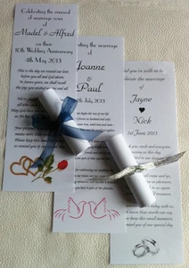 250 personalisierte Gastgeschenkrollen Hochzeit, + Band auf weiß rosa creme blau grün - Bild 1 von 9