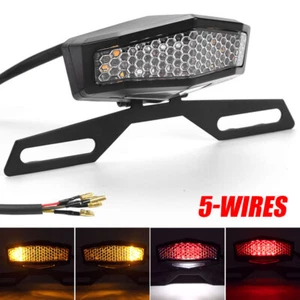 Motorcycle ATV LED License Plate Turn Signal Rear Tail Brake Light Bracket Mount - Picture 1 of 12