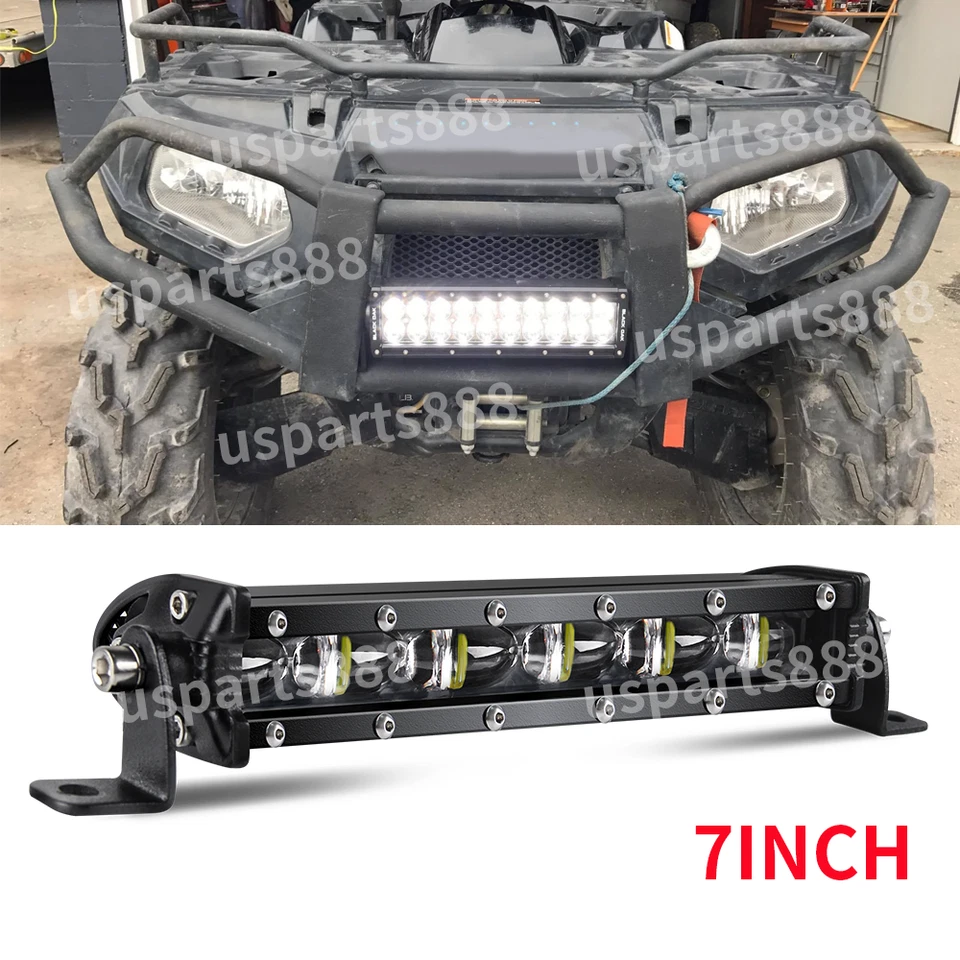 Barra de luz LED blanca combo rejilla delgada de 7 pulgadas para Polaris Sportsman SP 850 ATV Foto 1 de 4