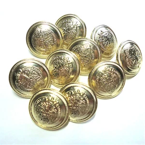 12 Metallknöpfe 1,8cm/18mm Gold Wappen Mantel-Knopf Gewölbt Lilie mit Aufschrift - Bild 1 von 3
