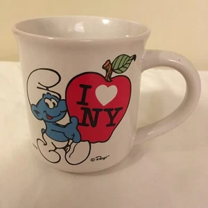 Taza de té de café vintage 1982 Pitufos Viajes América I Love Nueva York Berrie envío gratuito - Imagen 1 de 7