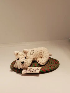 Adorno de Navidad SCHNAUZER BLANCO "Querido Papá Noel, es una larga historia..." Hecho a mano - Imagen 1 de 4