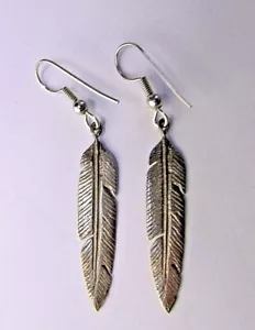 Vintage Southwestern Feder Ohrringe Sterlingsilber Ohrhänger / Hänger - Bild 1 von 4