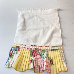 Vintage Avanti Handtuch weiß rechteckig Baumwolle gelb Blumenrüsche