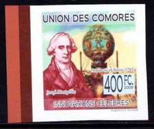 Comoros 2009 MNH Imperf, Joseph Montgolfier France, Invention hot air balloon 