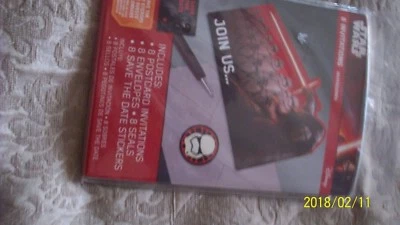 Birthday Party Invitations Disney 8 postcard invites 8 env. Star Wars 8 seals st - Image 1 of 4