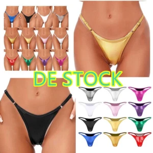 DE Damen Metallic G-String Hohe Taille Slip Tanga T-Back Dessous Unterwäsche - Bild 1 von 101